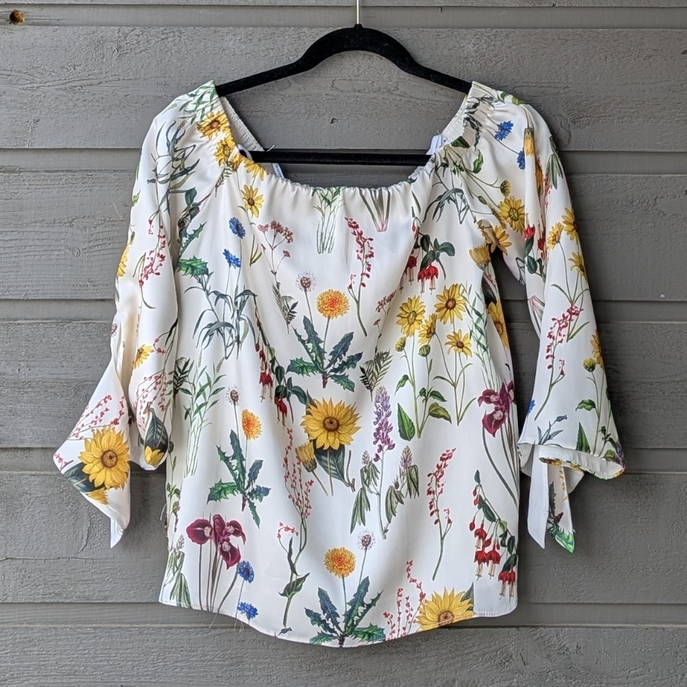 NWOT Bailey 44 Botanical Off-the-Shoulder Top Small Floral Garden Flowers